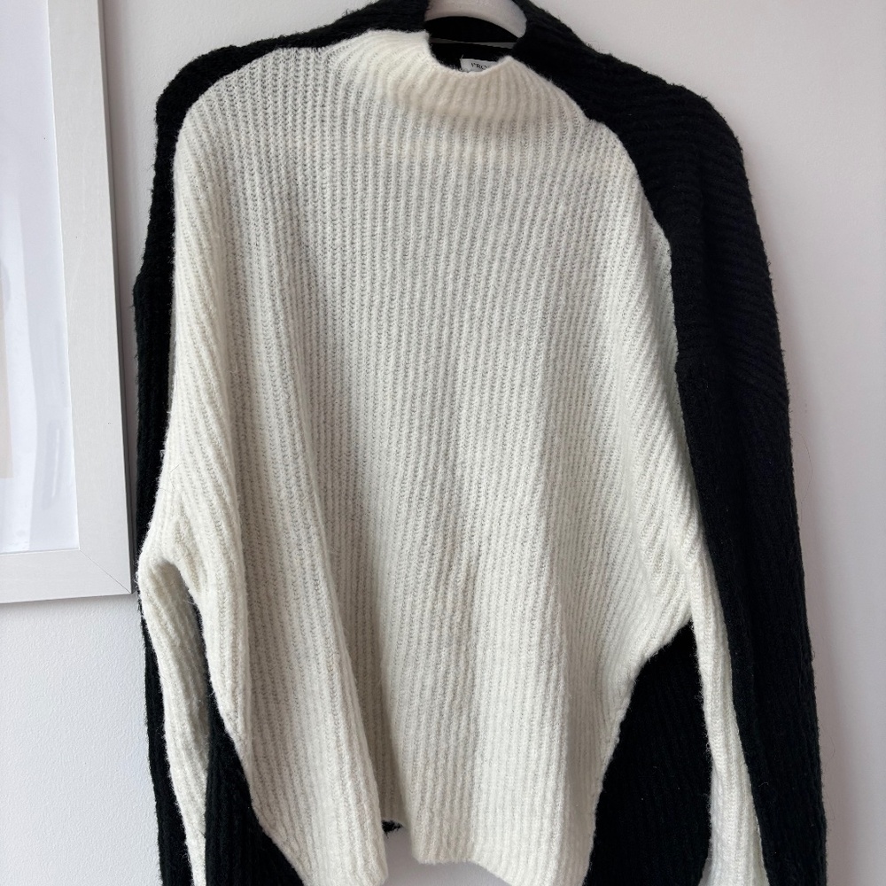 Prologue Black & White Mock-Neck Sweater